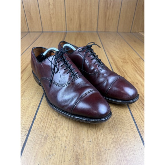 Allen Edmonds Burgundy Leather Cap Toe Oxford Dress Shoes Mens 11.5D Italy - Picture 1 of 16
